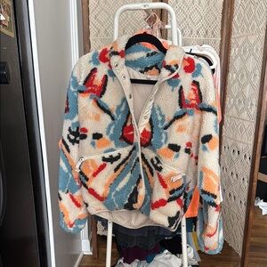 Free People Limited Edition Abstract Pattern Fleece Jacket